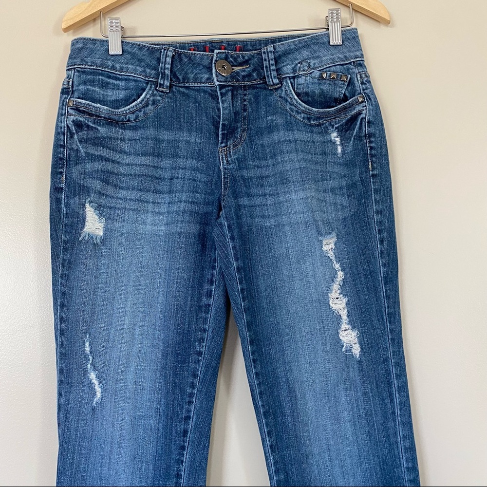 Elle Distressed Medium Wash Crop Jeans - Picture 3 of 16
